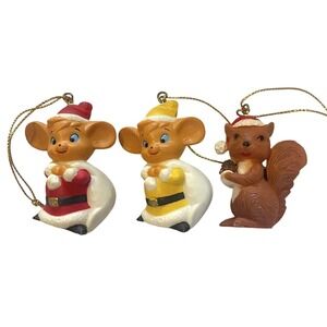 VINTAGE CRITTER lot Squirrel MOUSE‎ CHRISTMAS ORNAMENT lot Of 3